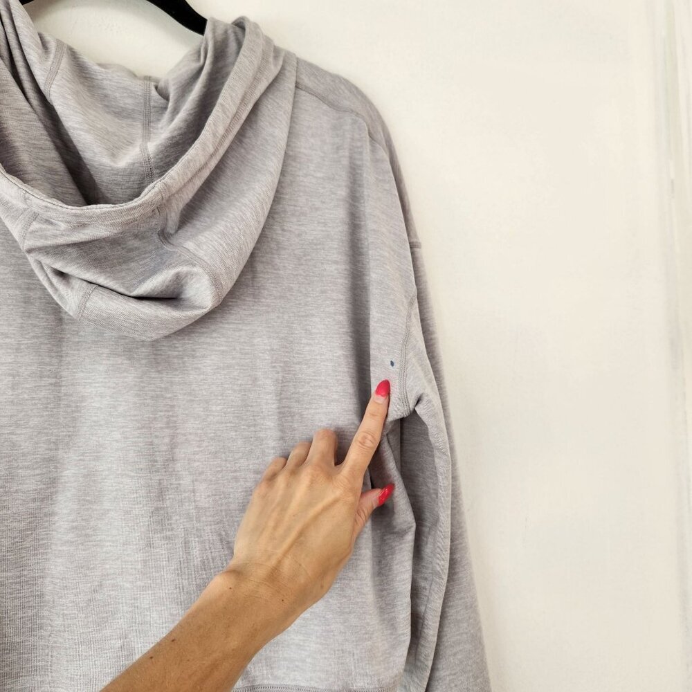 Athleta Cropped Grey Lightweight Hoodie Hooded Sweatshirt Lightweight Women's XS - Picture 9 of 11